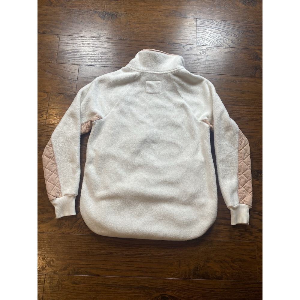 Abercrombie & Fitch Asymmetrical Snap‎ Quilted Fleece Pullover Cream Tan Small - Picture 10 of 10